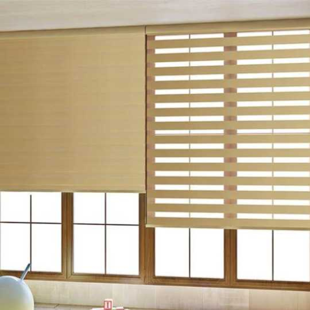 Rèm cuốn vải trơn be